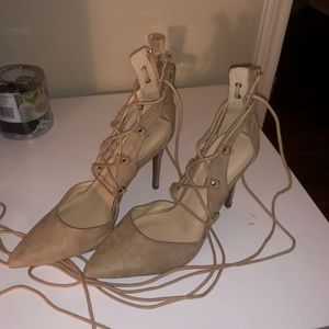Tan lace up heels